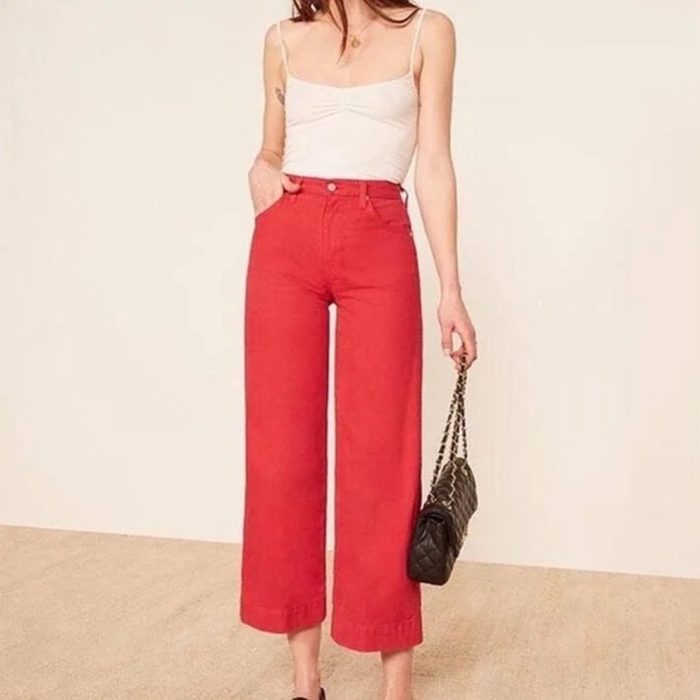 Reformation Wide Leg Pants Red Size 26 New Without Tags